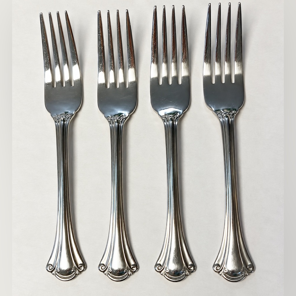 Wallace Resplendence Dinner Forks Set of 4 Stainless Steel Glossy Flatware